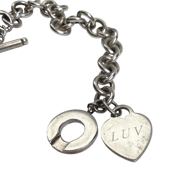 VTG TIFFANY & CO Silver Heart Tag Pendant Toggle Chain Bracelet Authentic Chunky - Picture 5 of 8